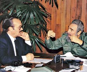 Mario Vázquez Raña y Fidel Castro