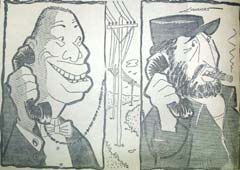 Larga distancia, otra caricatura en dos recuadros, pero debida a Luaces, y publicada en Zig-Zag (No. 1053, 7 de febrero de 1959)
