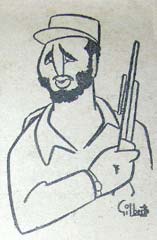 Gilberto era el otro jovenzuelo del popular semanario humorístico y su fuerte era la caricatura personal. En 1959 le tocó el turno a su pluma de caricaturizar a Fidel salió en la edición de Zig-Zag del 7 de febrero.