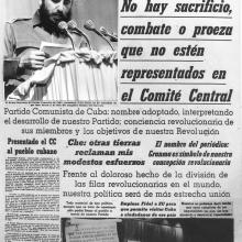 Portada del primer ejemplar del periódico Granma. Foto: Archivo de Granma