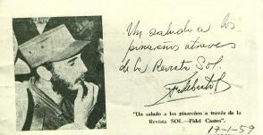 Saludo que Fidel firmara a Graupera, el cual iba dirigido a los pinareños.