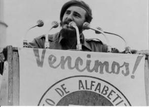Fidel declara la victoria de la Campaña de Alfabetización, el 22 de diciembre de 1961. Foto: Archivo de Granma 